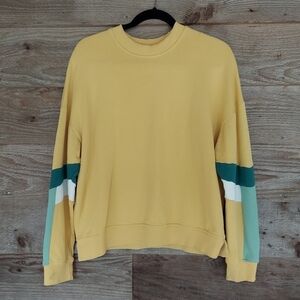 Yellow Sweatshirt w/ White, Green, Mint Stripes SM